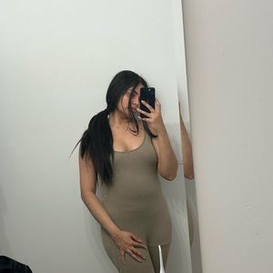 Prettylittlething beige jumpsuit